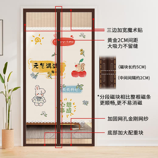 【挡隐私防蚊门帘】金刚网全磁条防蚊门帘魔术贴家用大门磁吸卧室隔断帘免打孔纱门帘。ry 商品图2