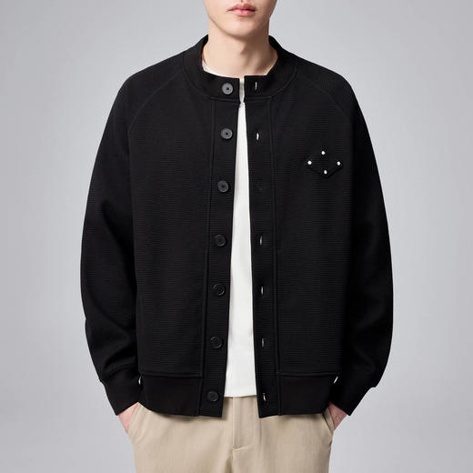 墨麦客男装复合横纹肌理男士夹克2024春秋新款宽松休闲外套男潮流 商品图0