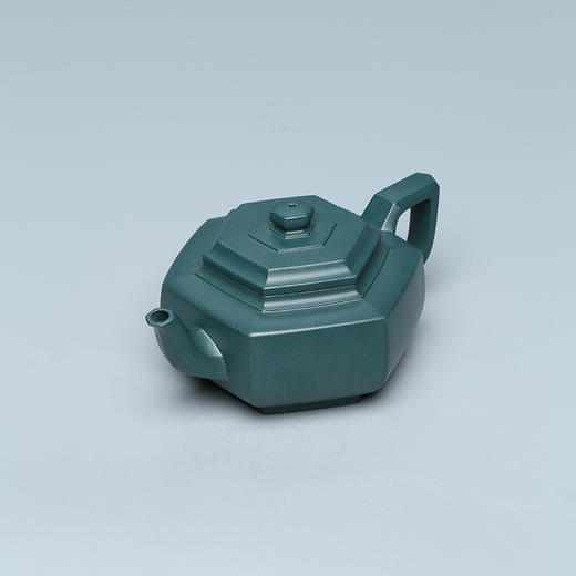 百年紫砂品牌铁画轩出品 民国绿 六方雪华壶紫砂壶220ml 商品图2