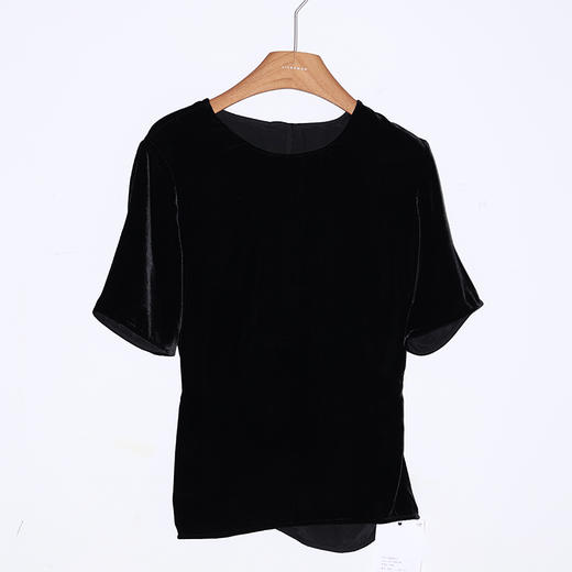 【预售7天】良木礼后叉丝绒短袖（5211） 商品图0