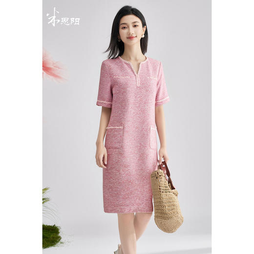 米思阳2025夏季轻薄新款轻奢小香风连衣裙H版显瘦减龄百搭连衣裙0858 商品图0