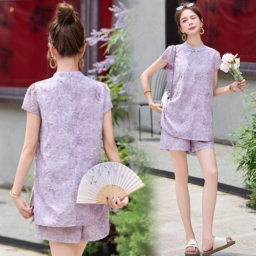新中式国风气质改良，上衣短裤两件套HR-ZYQ2582 商品图1
