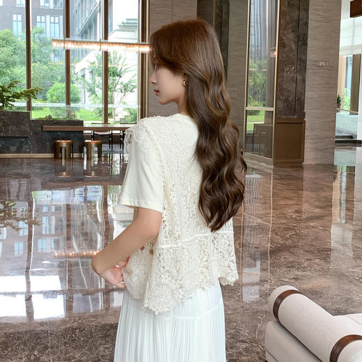 奢姿大码女装2025夏季镂空蕾丝气质两件套胖妹妹通勤时尚轻奢套装9952990445 商品图3