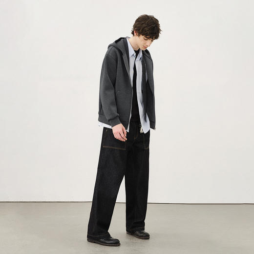 714street短宽boxy版型连帽卫衣开衫男2025秋季新款帽衫情侣外套 商品图2