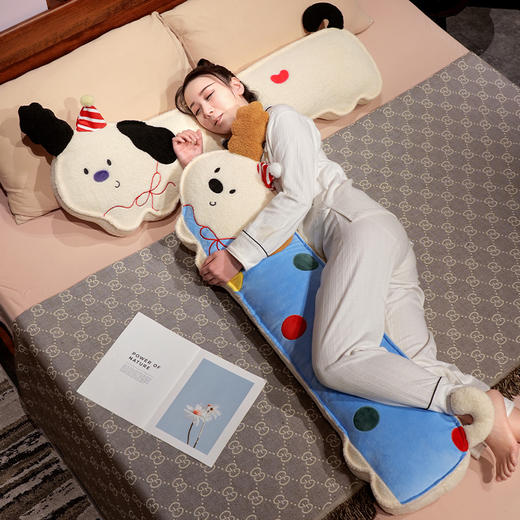 自然醒压片翘耳小狗长条睡觉抱枕女生睡觉专用床上侧睡枕头沙发腰靠床头靠垫QYL 商品图11