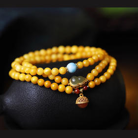 【普陀】天然鸡油黄蜜蜡佛珠手串 -普陀山发出