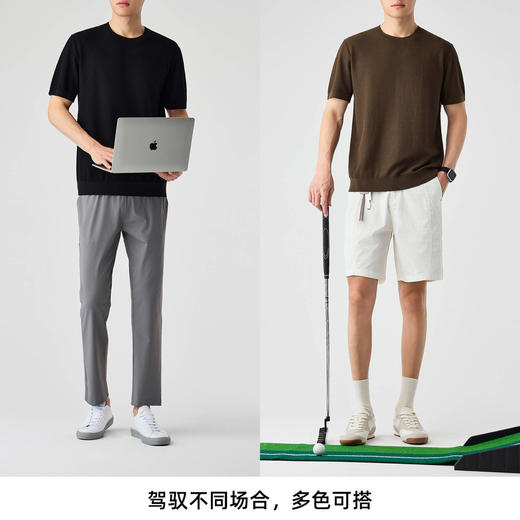 墨麦客男装基础简约男士针织短袖2025夏季新款直筒休闲打底t恤男 商品图4