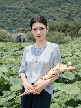 【桑蚕丝印花上衣】25年夏季新品女士100%桑蚕丝立体印花真丝上衣