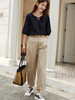法式优雅风！卡其色阔腿裤 卷边设计 搭白色刺绣衬衫超绝 商品缩略图1