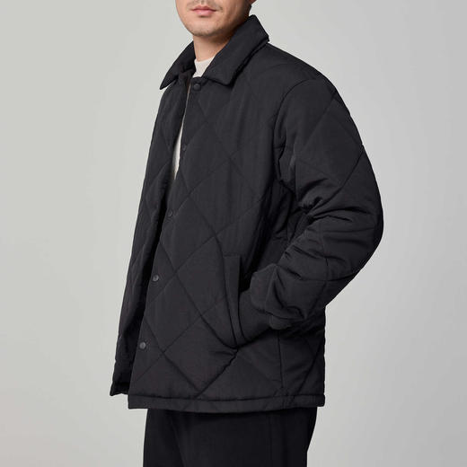 墨麦客男装新雪丽保暖翻领棉服男士2024冬季菱形格绗缝加厚外套男 商品图2