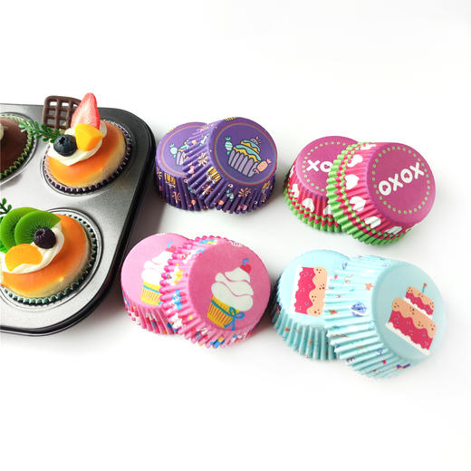 【蛋糕纸托纸杯，印花设计精美！】100个/盒 蛋糕纸托纸杯 蛋糕烘焙杯 印花雪媚娘包装纸 食品纸托-QA 商品图2