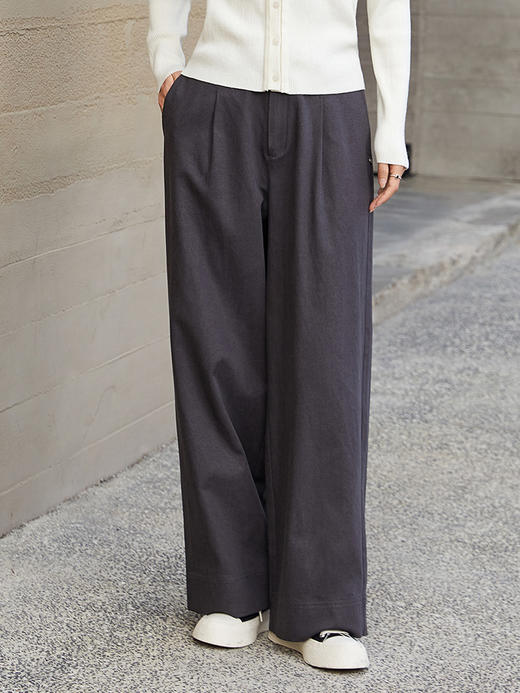 早秋必备神裤！深灰直筒阔腿裤，简约百搭不挑人 商品图0