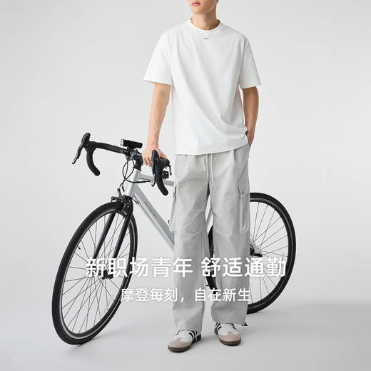 墨麦客美式复古工装直筒休闲裤男士2025夏季新款松紧腰裤子男潮流 商品图1