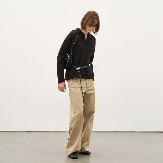 714street复古boxy短宽版型翻领毛衣男秋冬新款polo领卫衣情侣装 商品图3