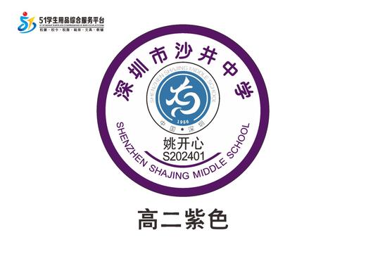 定制深圳市宝安区沙井中学校徽定做布标姓名贴布标胸章缝制包邮51 商品图2