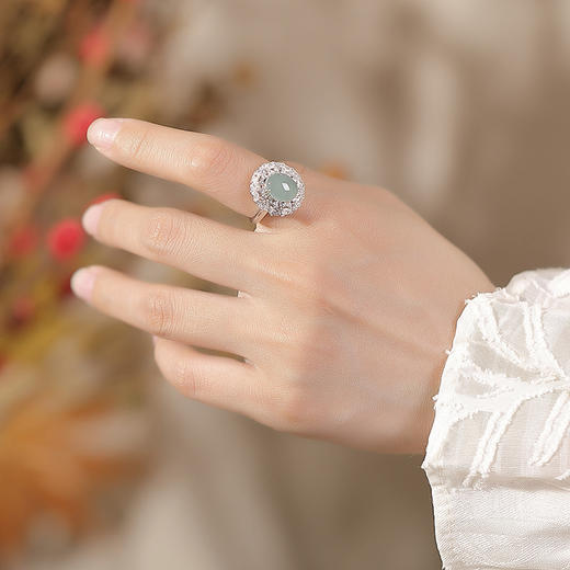 【海洋之遇】蓝水翡翠S925纯银蛋面镶嵌戒指【CW-JZ07006】 商品图3