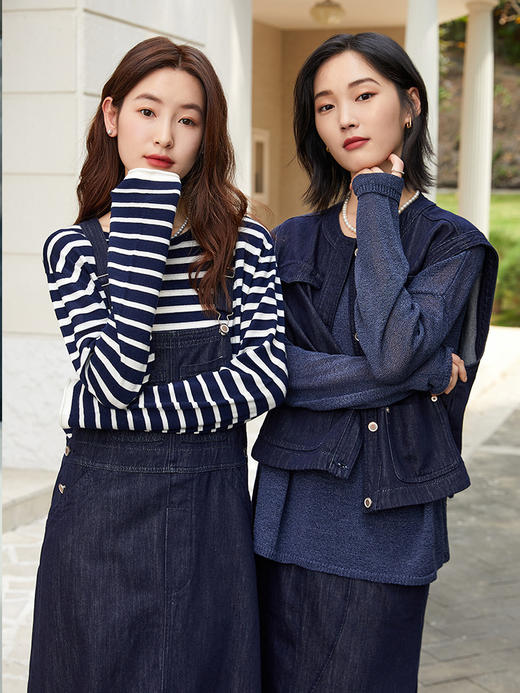 复古风连帽牛仔马甲女 多口袋短款宽松外搭背心 商品图1