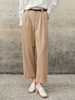 通勤风卡其色高腰阔腿西裤女 宽松直筒垂坠感长裤 商品缩略图0