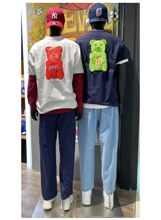 纽①华 小熊印花 情侣款圆领短袖T恤 TX566 商品图0