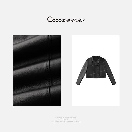 COCO ZONE 刘一一  “双排扣皮衣”层次自然纹路皮衣外套CD2A1358 商品图2