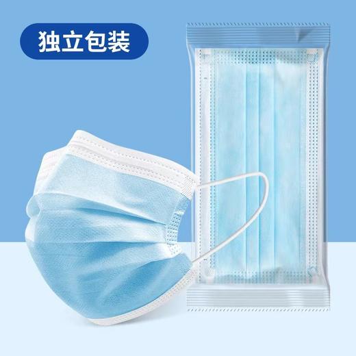 【一次性防护口罩！加厚三层】独立包装一次性平面口罩蓝白三层防粉尘防护民用口罩。ry 商品图0