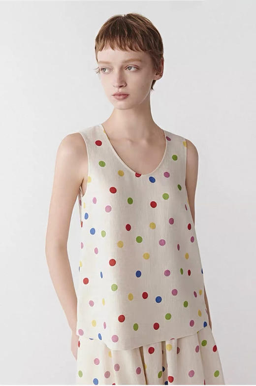【高品质私服】【IC亚麻平纹布多巴胺彩色圆点花式上衣+半身裙】小A型极简廓形，与俏皮圆点印花结合，彰显质朴自然气息G1490/G1489-CC【无标出货 介意慎拍】 商品图5