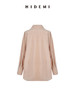 HIDEMI 进口粘胶极简设计感长剪刀领系带廓形宽松感肉桂裸粉色衬衫 商品缩略图6