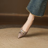 【预售5天】软面羊皮时尚方扣坡跟，内增真皮通勤尖头小皮鞋浅口单鞋LD&7417 商品缩略图1