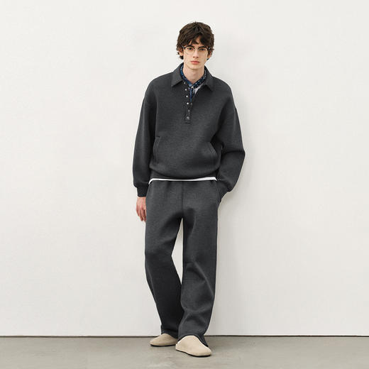 714stree美式复古boxy版型POLO领卫衣男2025秋季短款宽松情侣上衣 商品图2