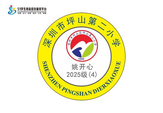 定制深圳市坪山区坪山第二小学熨烫校徽布标姓名贴胸章缝制包邮51 商品图1