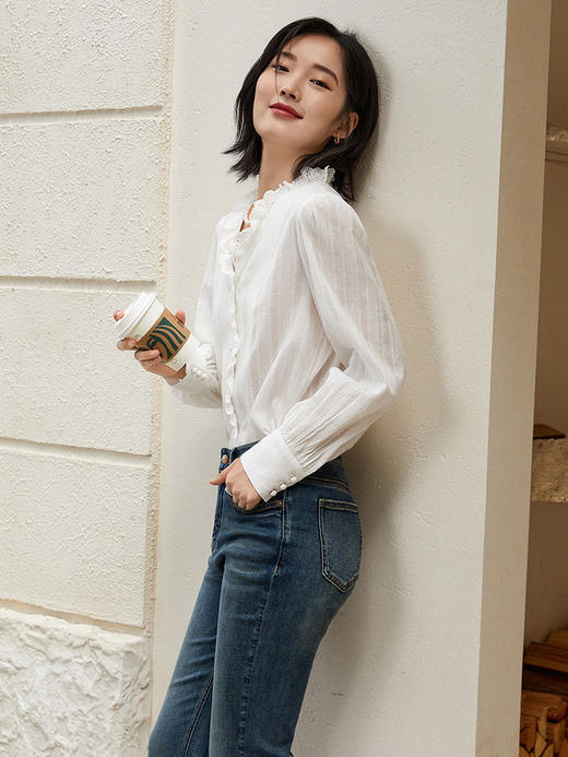 浪漫加分！蕾丝花边白衬衫，演绎法式优雅风情 商品图1