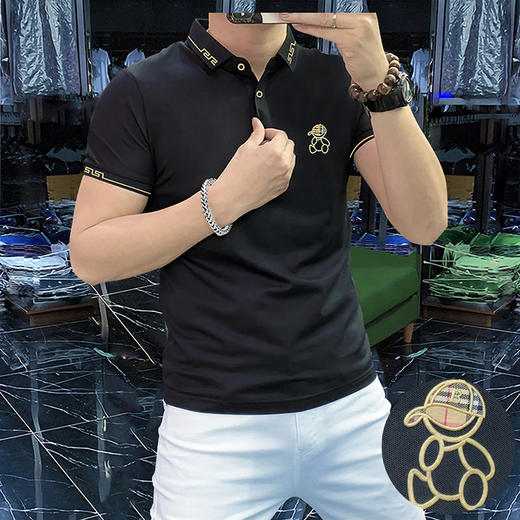 潮男欧货男装短袖Polo衫修身型时尚百搭男士上衣休闲夏季衣服    JYYP-G31#长城扁机 商品图0