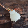 【天然正品】AU750黄金镶天然细腻新疆料一级白佛公和田玉吊坠项链33.7*19.6*10.9MM（皆取最大值）链长:45CM（长度可调节）女性现售价：1680！020725AH44 商品缩略图3