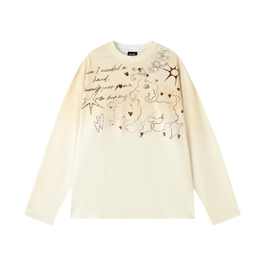 BJHG不计后果趣味渐变长袖t恤男款秋季2025新款美式复古高级感T恤 商品图4