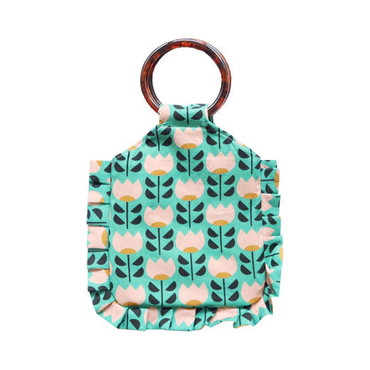 HUJI祤集荷叶边圆环柄手提包插画小小郁金香 商品图1