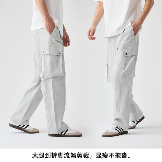 墨麦客美式复古工装直筒休闲裤男士2025夏季新款松紧腰裤子男潮流 商品图3