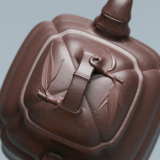 百年紫砂品牌铁画轩出品 超高温紫泥 四方竹鼎紫砂壶230ml 商品图4