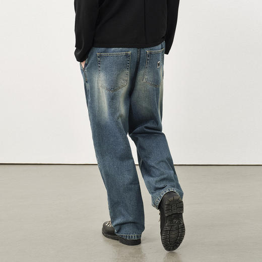 714street经典复古水洗蓝色牛仔裤男2025秋季新款微宽松直筒长裤 商品图2