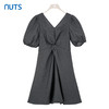 NUTS商场同款夏季纯色设计感褶皱肌理感短袖连衣裙429101349 商品缩略图0