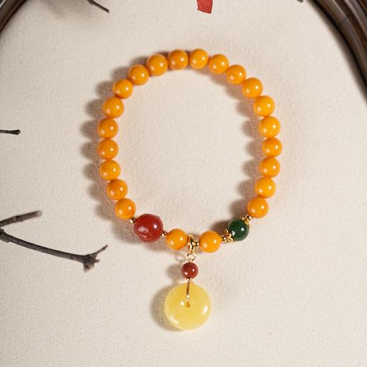 【敦煌福锦·天然蜜蜡平安扣手串】敦煌福泽小众蜜蜡 轻奢平安扣蜜蜡手串 商品图7