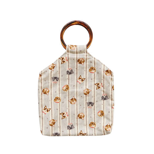 HUJI祤集Amber手提包插画条纹猫猫头 商品图0