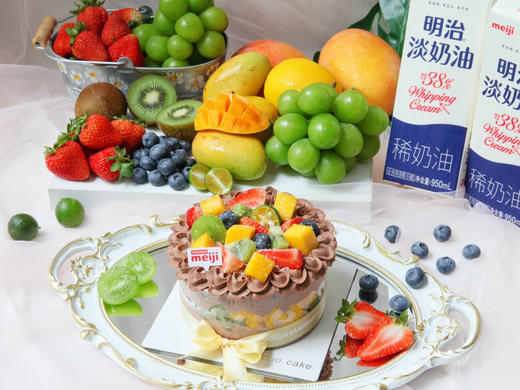 巧克力鲜果 明治淡奶油 法芙娜可可粉 时令鲜果 商品图0