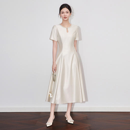 「高货wl」全新升级【铂金会员339/天猫459/差价120】(93725)洛诗琳轻奢重工钉珠连衣裙2025夏季气质收腰显瘦长裙女 商品图0