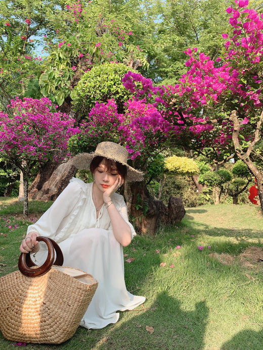 金蘑菇菇【夏日威尼斯】 连里料都垂坠轻薄法式仙女裙遮肉连衣裙 商品图1