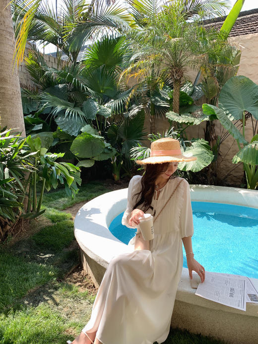 金蘑菇菇【夏日威尼斯】 连里料都垂坠轻薄法式仙女裙遮肉连衣裙 商品图11