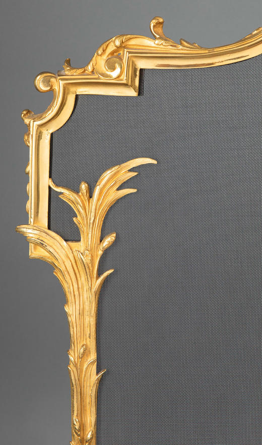 独角鹿西洋古董法国出品铜鎏金雕饰卷叶纹胜利乐章主题壁炉屏风家居摆件 商品图1