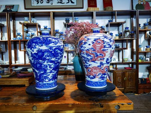 釉下彩青花九龙梅瓶 商品图0