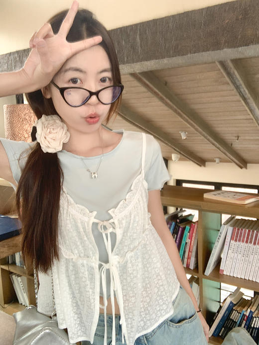 【129元任选2件】现货！叠穿蕾丝吊带短袖T 商品图9