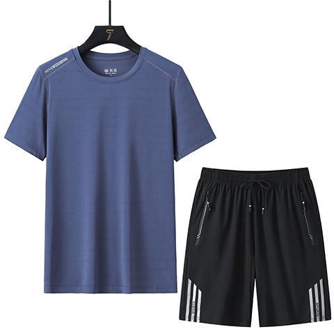 【冰丝套装】【DSK】大依优型大码夏季套装圆领短袖T恤夏季加肥加大肥佬休闲宽松透气上衣男士半袖夏装 商品图13