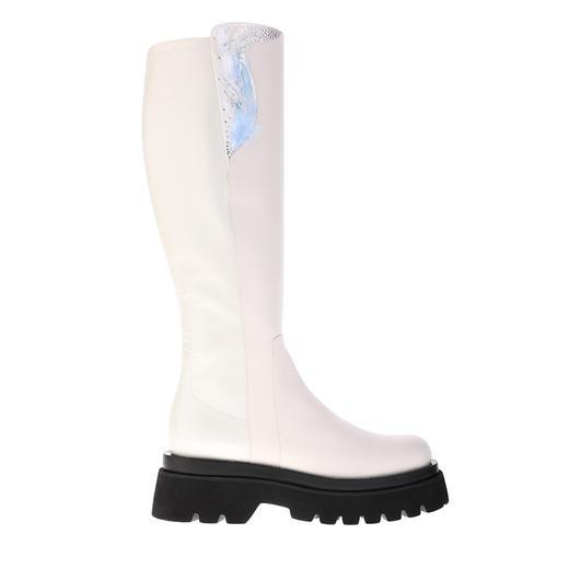 sheme景颇族原创文化女式厚底长筒靴刺绣羽毛修腿型可定制 商品图0